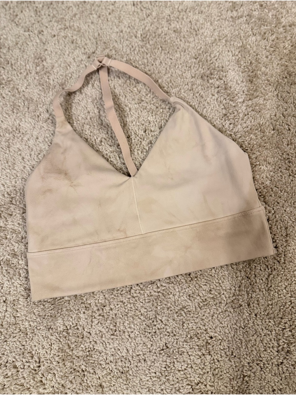 Alphalete Beige Halter V-Neck Sports Bra, Small!